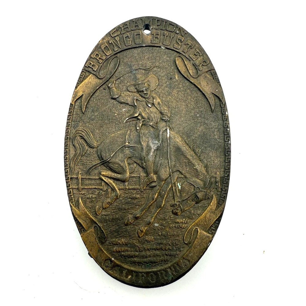 VTG Lewis Buckles Chicago Bronco Buster Champion California Brass Belt Buckle